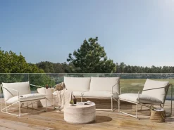 Hot Beliani Set di divani da giardino 4 posti PONTE Metallo Beige chiaro Beige Grigio