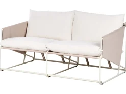 Hot Beliani Set di divani da giardino 4 posti PONTE Metallo Beige chiaro Beige Grigio