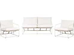 Hot Beliani Set di divani da giardino 4 posti PONTE Metallo Beige chiaro Beige Grigio