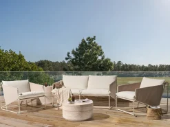 Hot Beliani Set di divani da giardino 4 posti PONTE Metallo Beige chiaro Beige Grigio