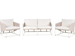 Hot Beliani Set di divani da giardino 4 posti PONTE Metallo Beige chiaro Beige Grigio