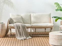 Hot Beliani Set di divani da giardino 4 posti PONTE Metallo Beige chiaro Beige Grigio