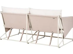 Hot Beliani Set di divani da giardino 4 posti PONTE Metallo Beige chiaro Beige Grigio