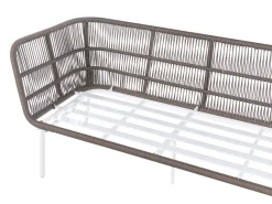 Beliani Set di divani da giardino 7 posti ROBELLA con tavoli Beige Bianco Beige Marrone