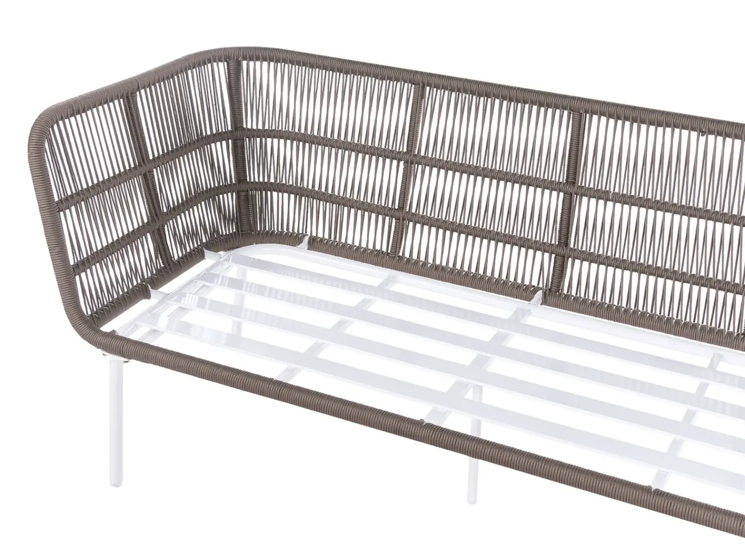 Beliani Set di divani da giardino 7 posti ROBELLA con tavoli Beige Bianco Beige Marrone