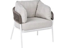 Beliani Set di divani da giardino 7 posti ROBELLA con tavoli Beige Bianco Beige Marrone