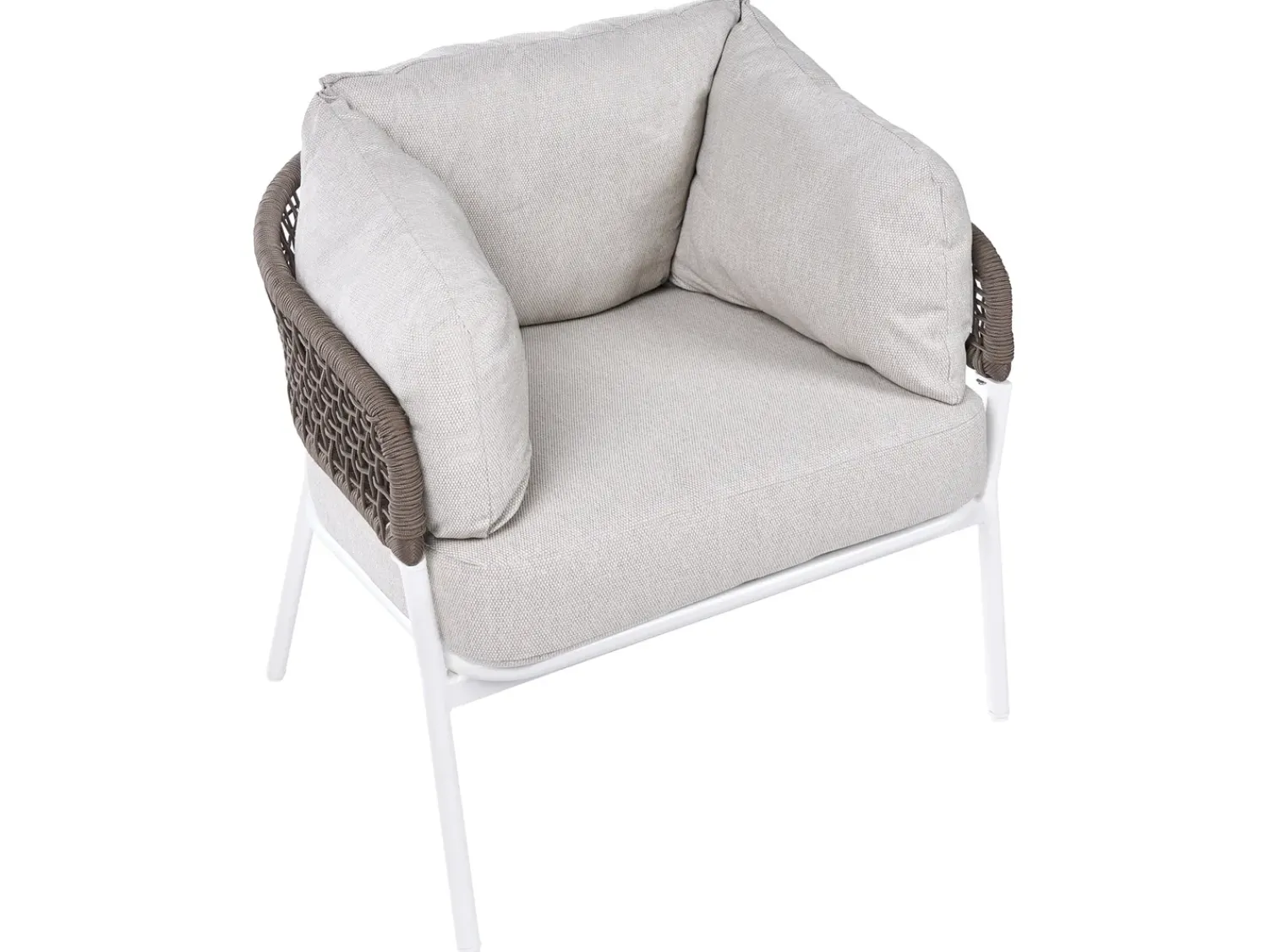 Beliani Set di divani da giardino 7 posti ROBELLA con tavoli Beige Bianco Beige Marrone