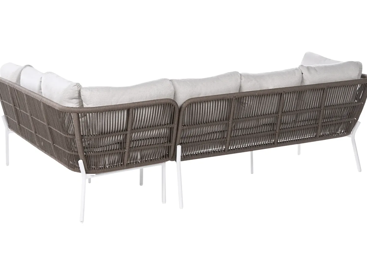 Beliani Set di divani da giardino 7 posti ROBELLA con tavoli Beige Bianco Beige Marrone