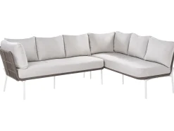 Beliani Set di divani da giardino 7 posti ROBELLA con tavoli Beige Bianco Beige Marrone