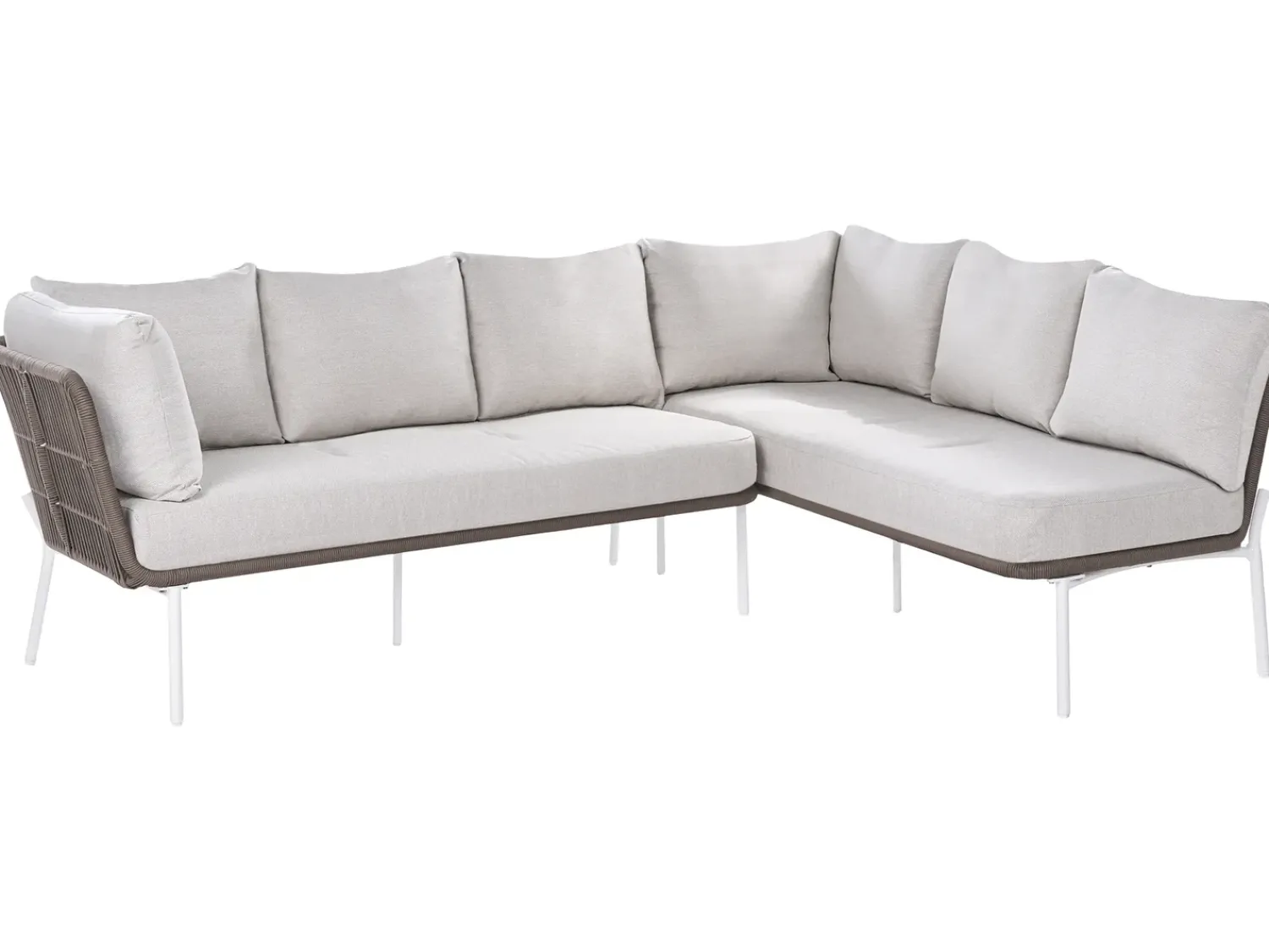 Beliani Set di divani da giardino 7 posti ROBELLA con tavoli Beige Bianco Beige Marrone