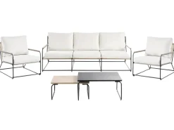 Online Beliani Set di divani da giardino 5 posti VENARIA con tavoli Metallo Beige/Nero Beige Nero