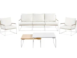 Online Beliani Set di divani da giardino 5 posti VENARIA con tavoli Metallo Beige/Bianco Bianco Beige