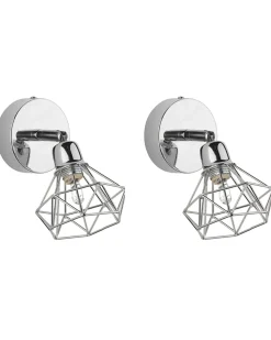 Hot Beliani Set di 2 faretti ERMA Regolabile Metallo Argento