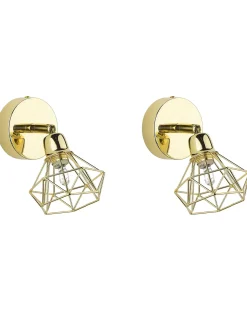 Hot Beliani Set di 2 faretti ERMA Regolabile Metallo Oro