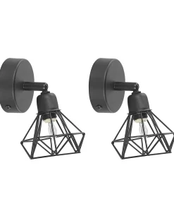 Sale Beliani Set di 2 faretti ERMA Regolabile Metallo Nero