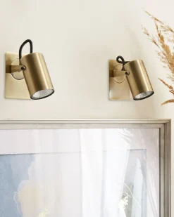 Discount Beliani Set di 2 faretti KLIP Regolabile Metallo Ottone