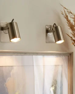 Beliani Set di 2 faretti KLIP Regolabile Metallo Argento