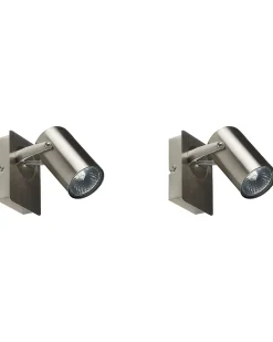 Beliani Set di 2 faretti KLIP Regolabile Metallo Argento