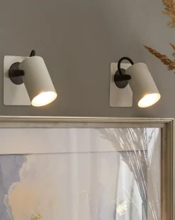Clearance Beliani Set di 2 faretti KLIP Regolabile Metallo Bianco Bianco Nero
