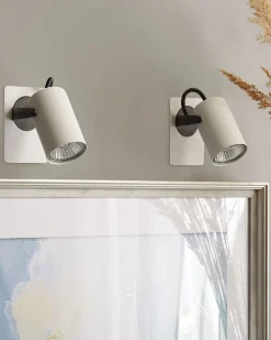 Clearance Beliani Set di 2 faretti KLIP Regolabile Metallo Bianco Bianco Nero