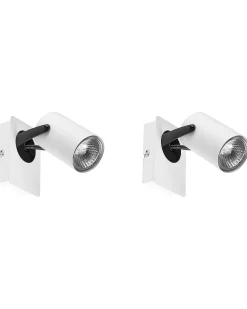 Clearance Beliani Set di 2 faretti KLIP Regolabile Metallo Bianco Bianco Nero