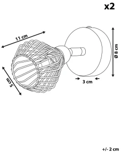 Best Beliani Set di 2 faretti VOLGA Regolabile Metallo Nero Rame Nero