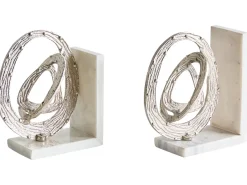 Outlet Beliani Set di fermalibri RABINA Marmo Argento Argento Bianco