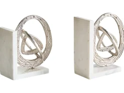 Outlet Beliani Set di fermalibri RABINA Marmo Argento Argento Bianco