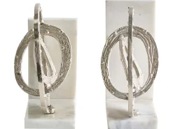 Outlet Beliani Set di fermalibri RABINA Marmo Argento Argento Bianco
