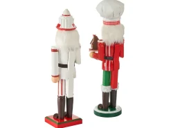 Online Beliani Set di 2 figure BODSJON Schiaccianoci 35 cm Rosso/Bianco Bianco Rosso