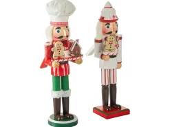 Online Beliani Set di 2 figure BODSJON Schiaccianoci 35 cm Rosso/Bianco Bianco Rosso