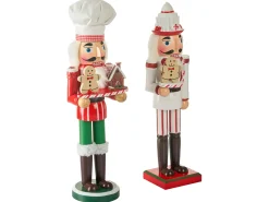 Online Beliani Set di 2 figure BODSJON Schiaccianoci 35 cm Rosso/Bianco Bianco Rosso