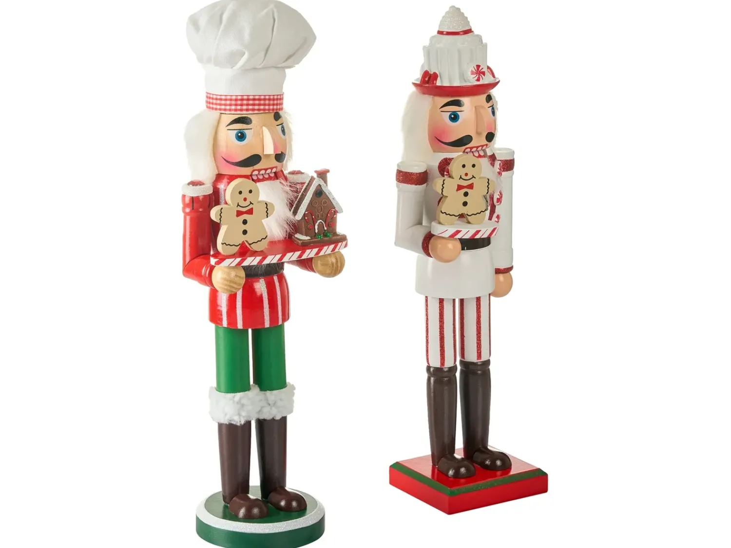 Online Beliani Set di 2 figure BODSJON Schiaccianoci 35 cm Rosso/Bianco Bianco Rosso