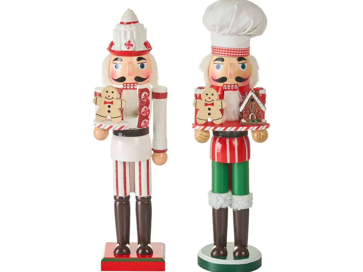 Online Beliani Set di 2 figure BODSJON Schiaccianoci 35 cm Rosso/Bianco Bianco Rosso
