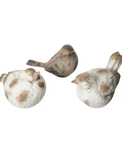 Beliani Set di 3 figure decorative da giardino ANGHIARI Uccello Beige Bianco Beige