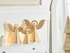 Beliani Set di 3 figure EIRA Angelo 24/28/33 cm Beige