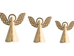 Beliani Set di 3 figure EIRA Angelo 24/28/33 cm Beige
