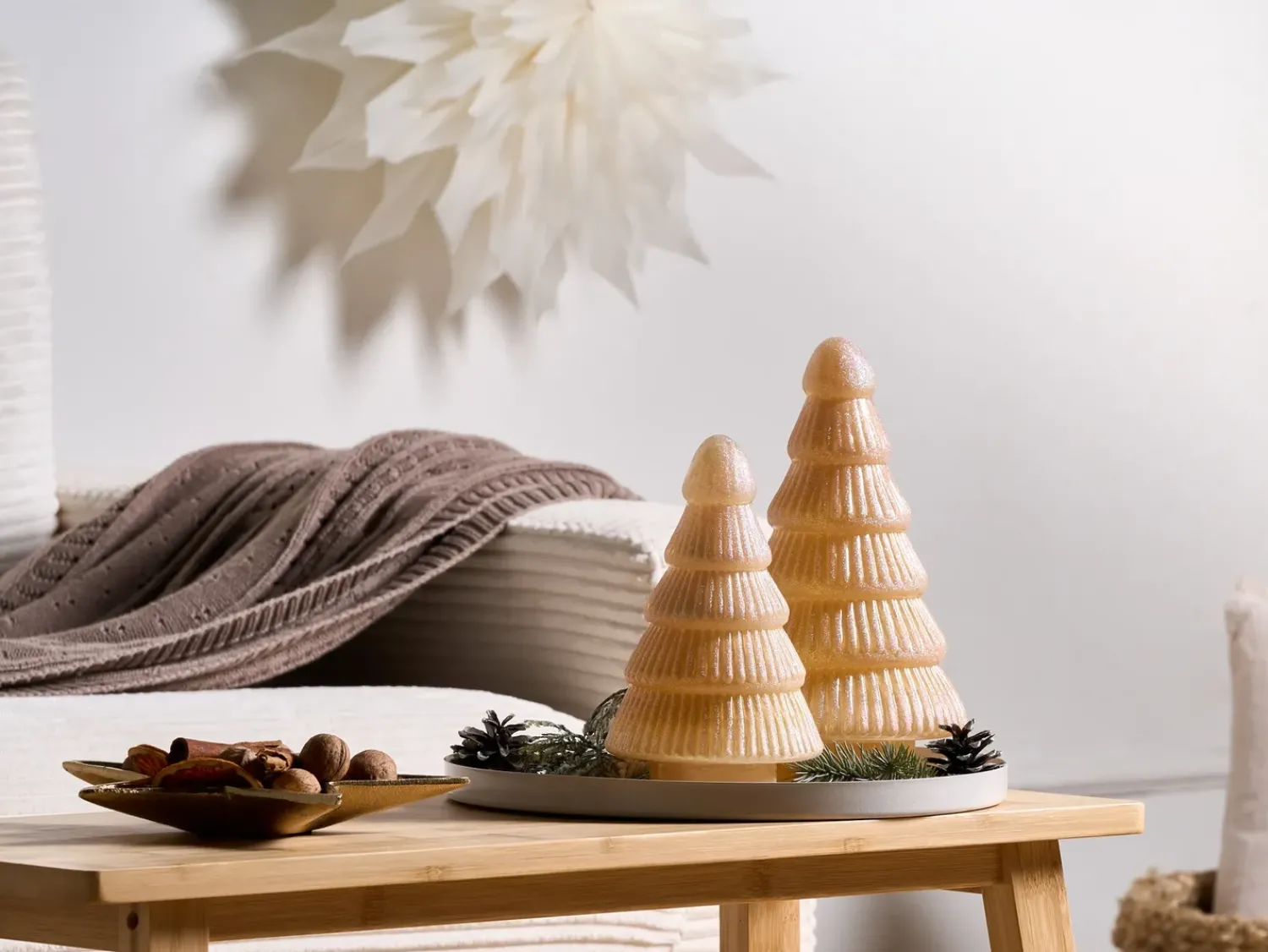 Hot Beliani Set di 2 figure FLAREN Albero di Natale 20/25 cm Beige