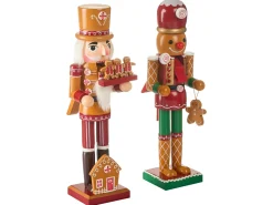 Hot Beliani Set di 2 figure GRANSJON Schiaccianoci 35 cm Arancione Arancione Rosso