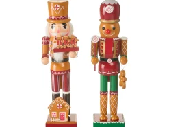 Hot Beliani Set di 2 figure GRANSJON Schiaccianoci 35 cm Arancione Arancione Rosso