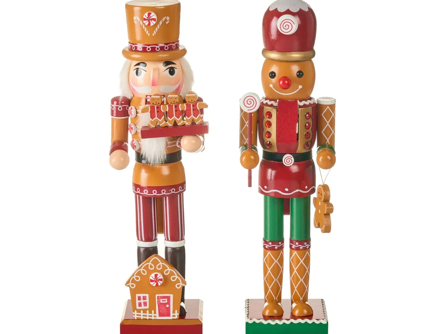 Hot Beliani Set di 2 figure GRANSJON Schiaccianoci 35 cm Arancione Arancione Rosso
