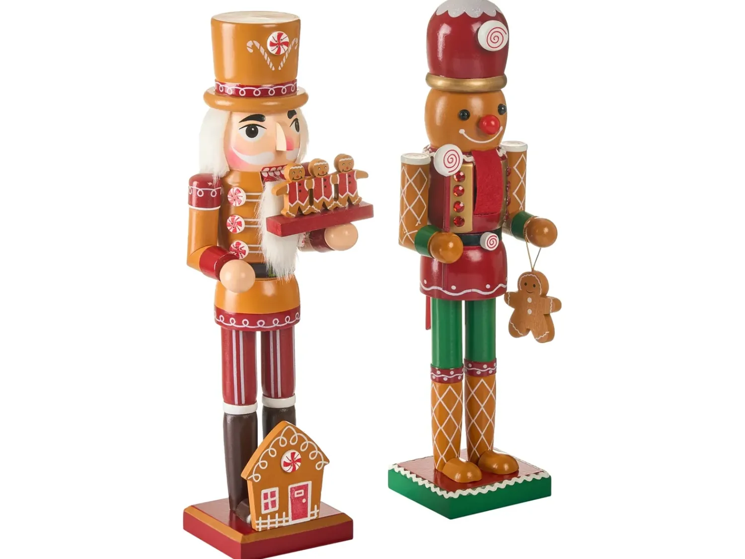 Hot Beliani Set di 2 figure GRANSJON Schiaccianoci 35 cm Arancione Arancione Rosso