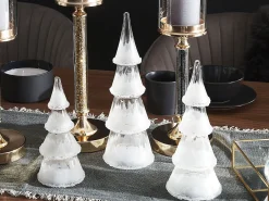 Hot Beliani Set di 3 figure LED KIERINKI Albero di Natale 22/27/33 cm Bianco Bianco Trasparente