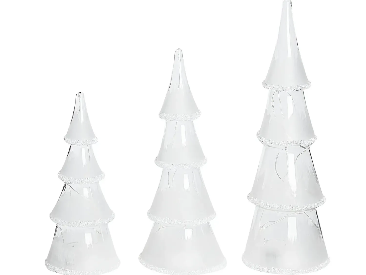 Hot Beliani Set di 3 figure LED KIERINKI Albero di Natale 22/27/33 cm Bianco Bianco Trasparente