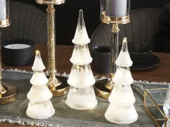 Hot Beliani Set di 3 figure LED KIERINKI Albero di Natale 22/27/33 cm Bianco Bianco Trasparente