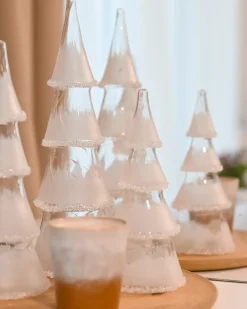 Hot Beliani Set di 3 figure LED KIERINKI Albero di Natale 22/27/33 cm Bianco Bianco Trasparente