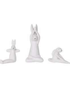 Beliani Set di 3 figure Lepre BREST Ceramica Bianco