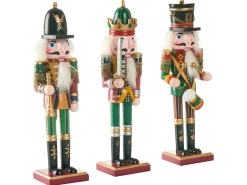 Outlet Beliani Set di 3 figure LJUSNAN Schiaccianoci 30 cm Verde scuro Nero Rosso Verde
