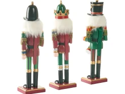Outlet Beliani Set di 3 figure LJUSNAN Schiaccianoci 30 cm Verde scuro Nero Rosso Verde