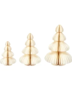 Beliani Set di 3 figure NILGIRI Albero di Natale 15/20/25 cm Beige